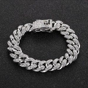 1pc Fashion Full Rhinestone Love Chain, Golden/silvery Bracelet, Street Hip Hop